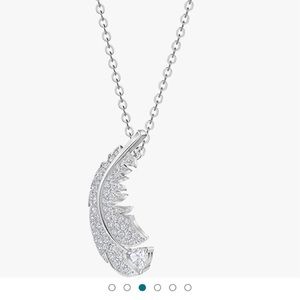 Genuine feather necklace rhodium plated from Swarovski